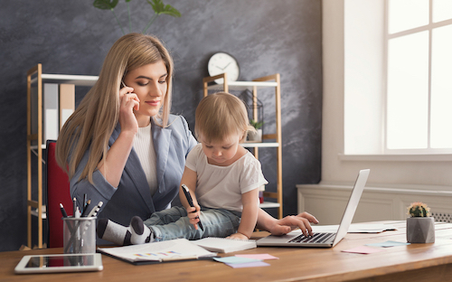 bigstock happy mother working at office 234351961
